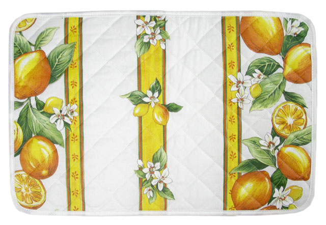 Provence quilted Placemat (lemons. white) - Click Image to Close